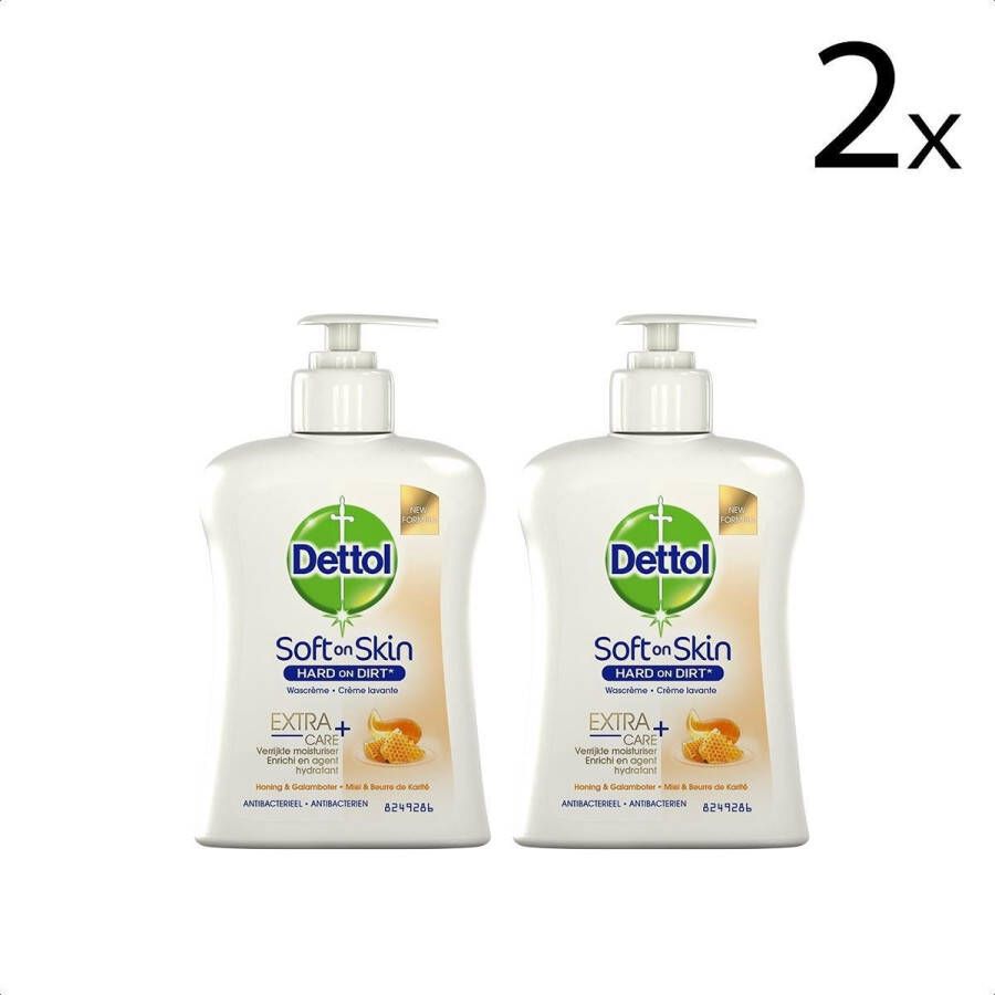 Dettol Handzeep Extra Care Droge en Normale Huid Honing & Galamboter 250ml x2