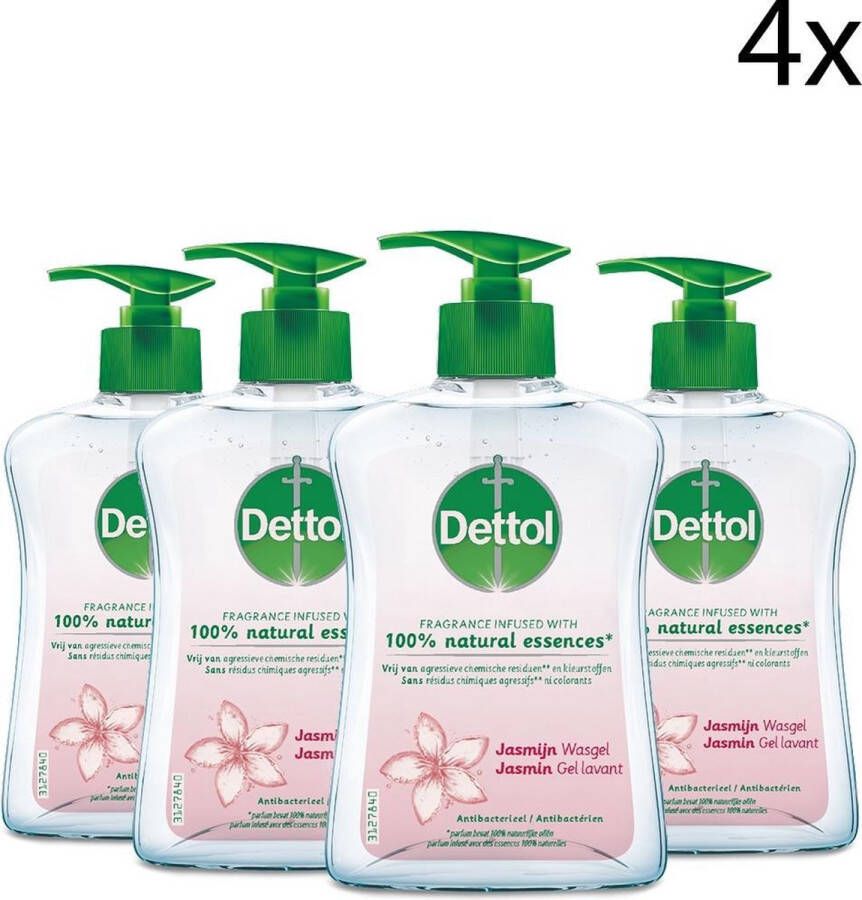 Dettol Handzeep Jasmijn geur verrijkt met 100% natuurlijke oliën 250ML x4