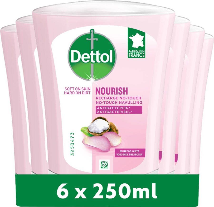 Dettol Handzeep No Touch Navulling 6x 250ml Voedende Sheaboter Antibacterieel Voordeelverpakking