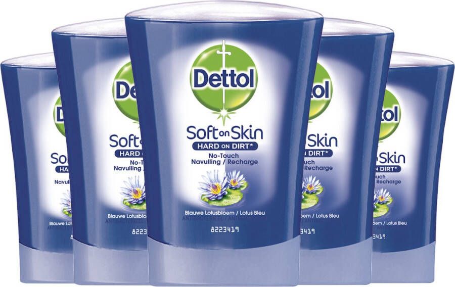 Dettol Handzeep No-Touch Navulling Blauwe Lotusbloem 5 x 250 ml Grootverpakking