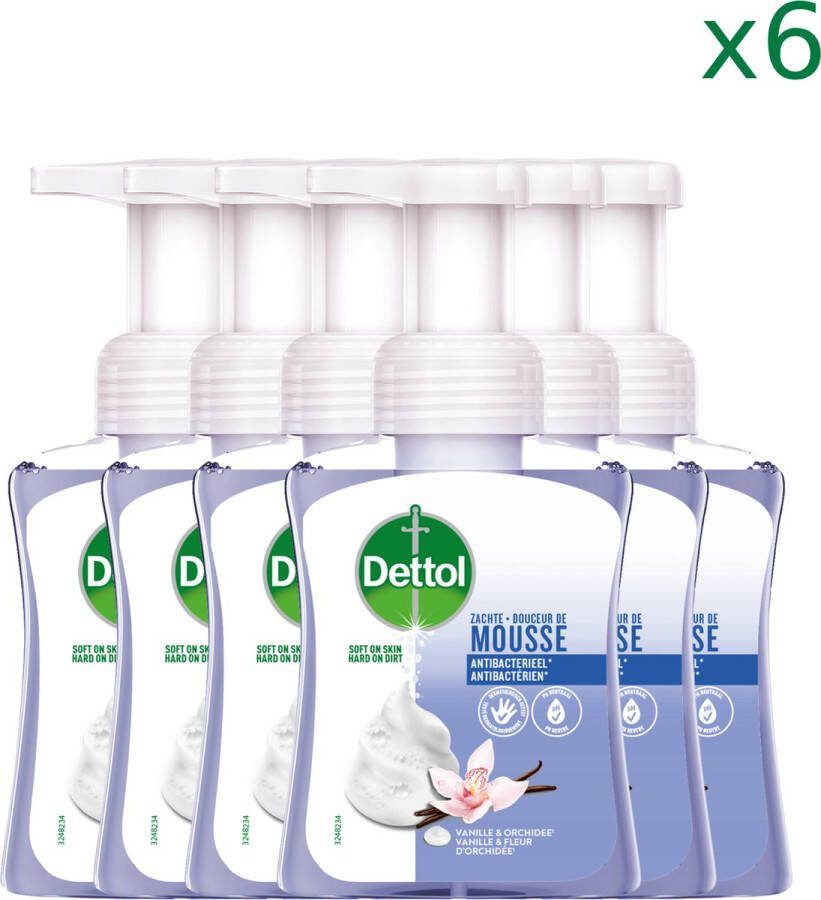 Dettol Handzeep Zachte Mousse Antibacterieel Orchidee & Vanille 6 x 250 ml