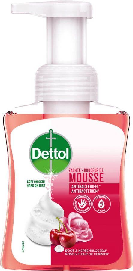 Dettol Handzeep Zachte Mousse Antibacterieel Roos & Kersenbloesem 250 ml