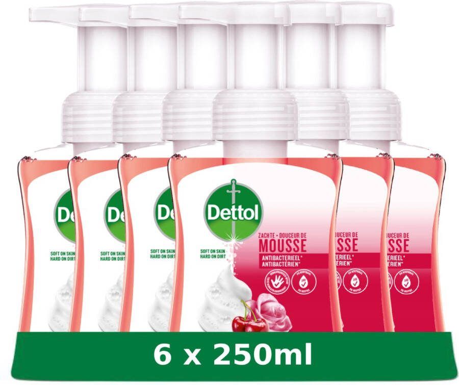 Dettol Handzeep Zachte Mousse Antibacterieel Roos & Kersenbloesem 6 x 250 ml