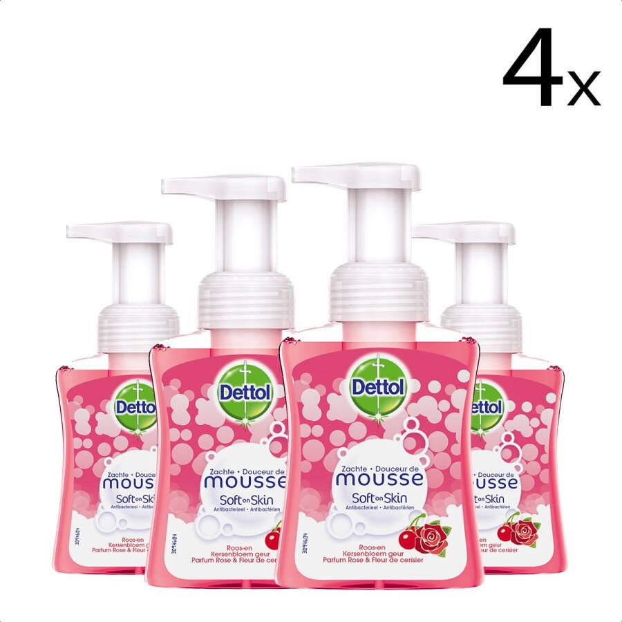 Dettol Handzeep Zachte Mousse Roos & Kersenbloesem 250ml x4