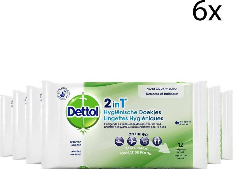 Dettol Hygienische Doekjes 2 in 1 6 x 12 stuks