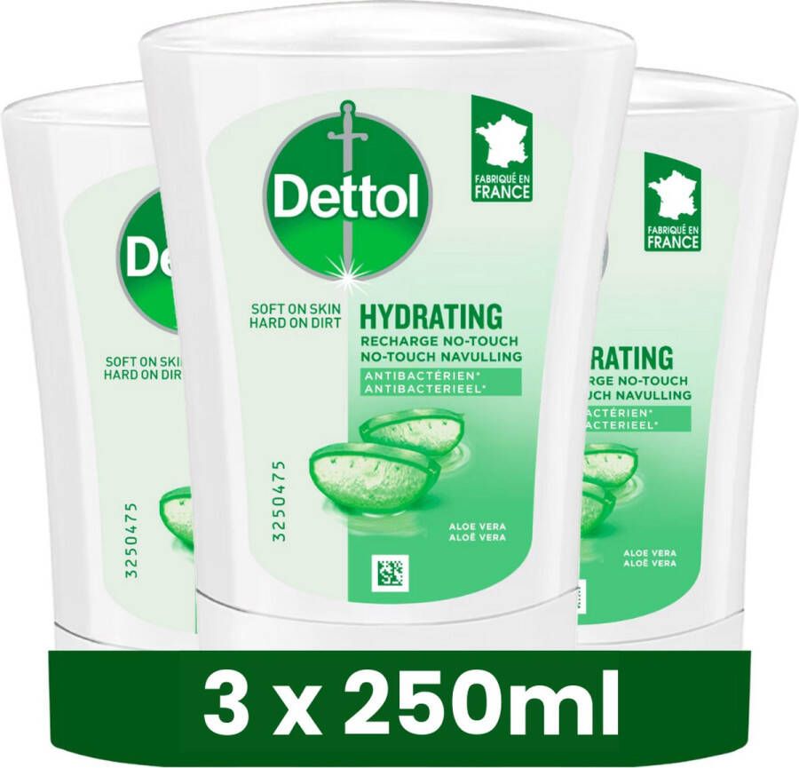 Dettol No Touch Navulling Aloë Vera Antibacterieel Hydraterende vloeibare handzeep 3 x 250ml