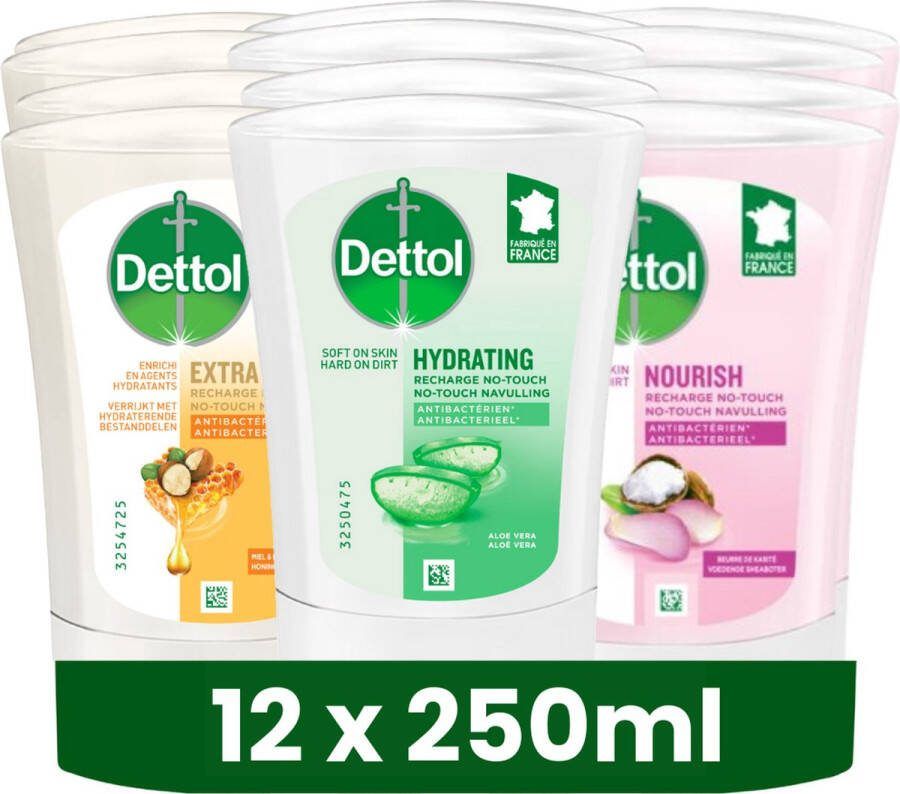 Dettol No-Touch Navulling Aloe Vera Extra Care Honey & Sheabutter 250ML x 12