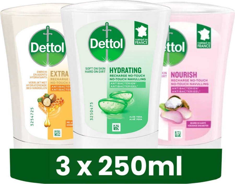 Dettol No-Touch Navulling Aloe Vera Extra Care Honey & Sheabutter 250ML x 3