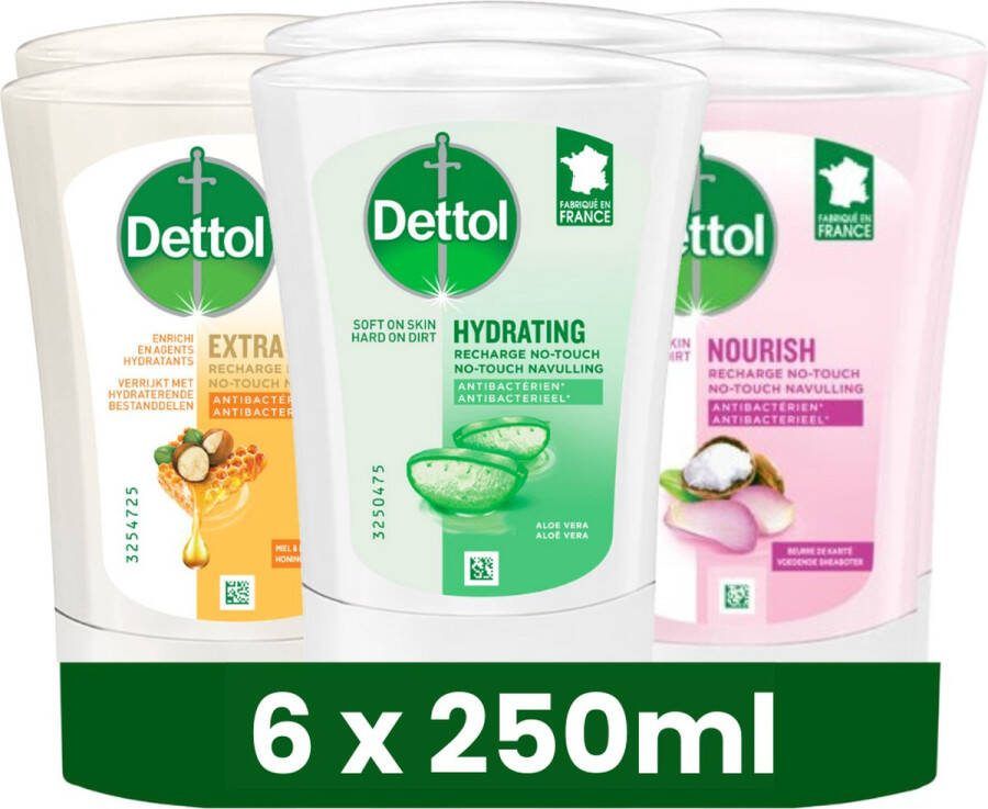 Dettol No-Touch Navulling Aloe Vera Extra Care Honey & Sheabutter 250ML x6