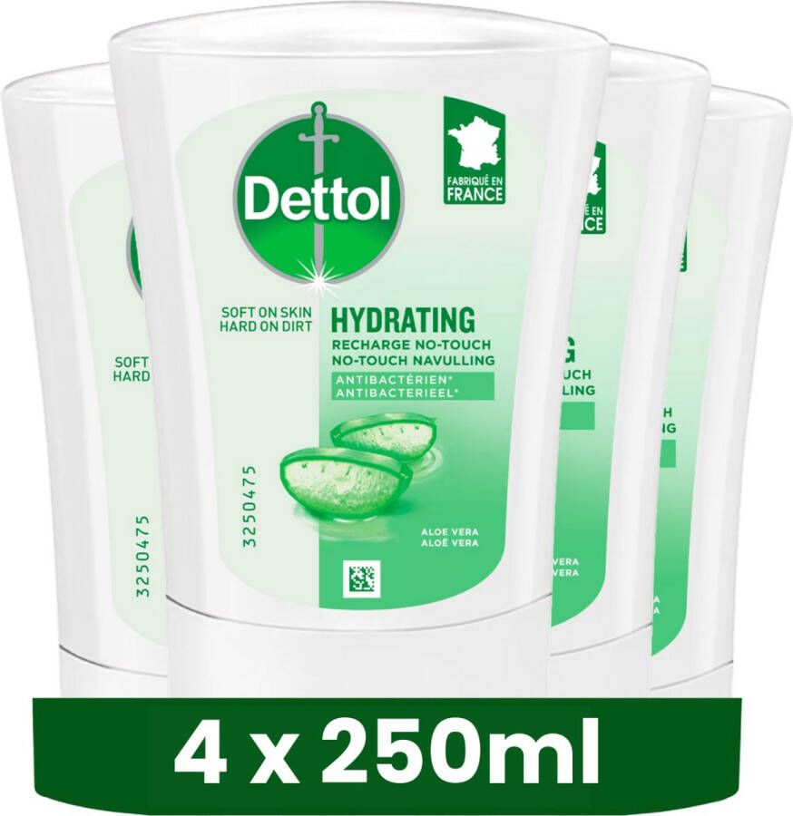 Dettol No-Touch Wasgel Navulling Hydraterende Aloë Vera 250 ml Handzeep 4 stuks