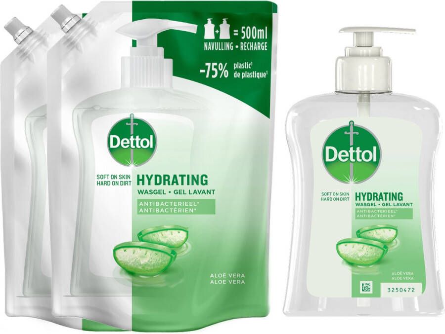 Dettol Refill Hydrating Aloe Vera 2x500ML Hydrating Aloe Vera 250ML Voordeelverpakking