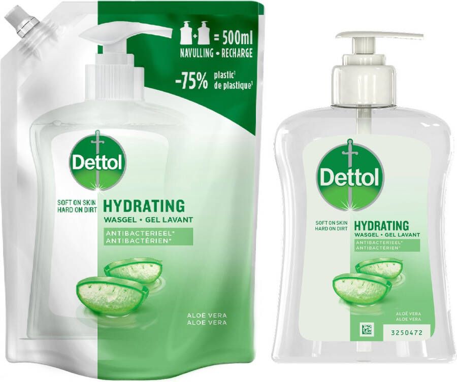 Dettol Refill Hydrating Aloe Vera 500ML Hydrating Aloe Vera 250ML Voordeelverpakking