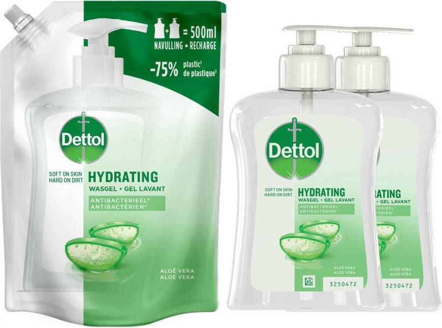 Dettol Refill Hydrating Aloe Vera 500ML Hydrating Aloe Vera 2x250ML Voordeelverpakking