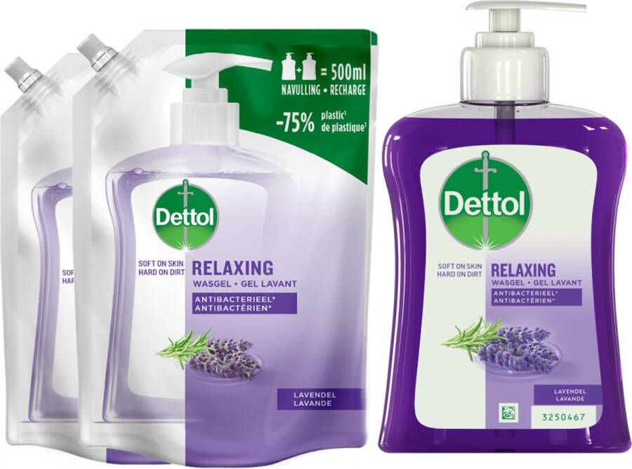 Dettol Refill Relaxing Lavender 2x500ML Relaxing Lavender 1x250ML Voordeelverpakking