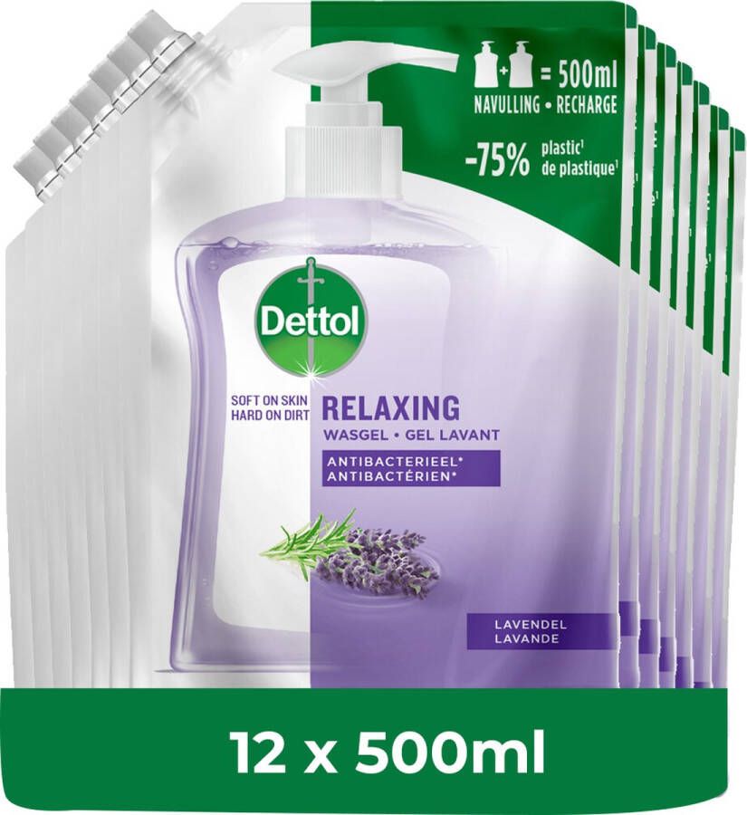 Dettol Handzeep Antibacterieel Navulling Relaxing Lavender 12x 500ML Voordeelverpakking