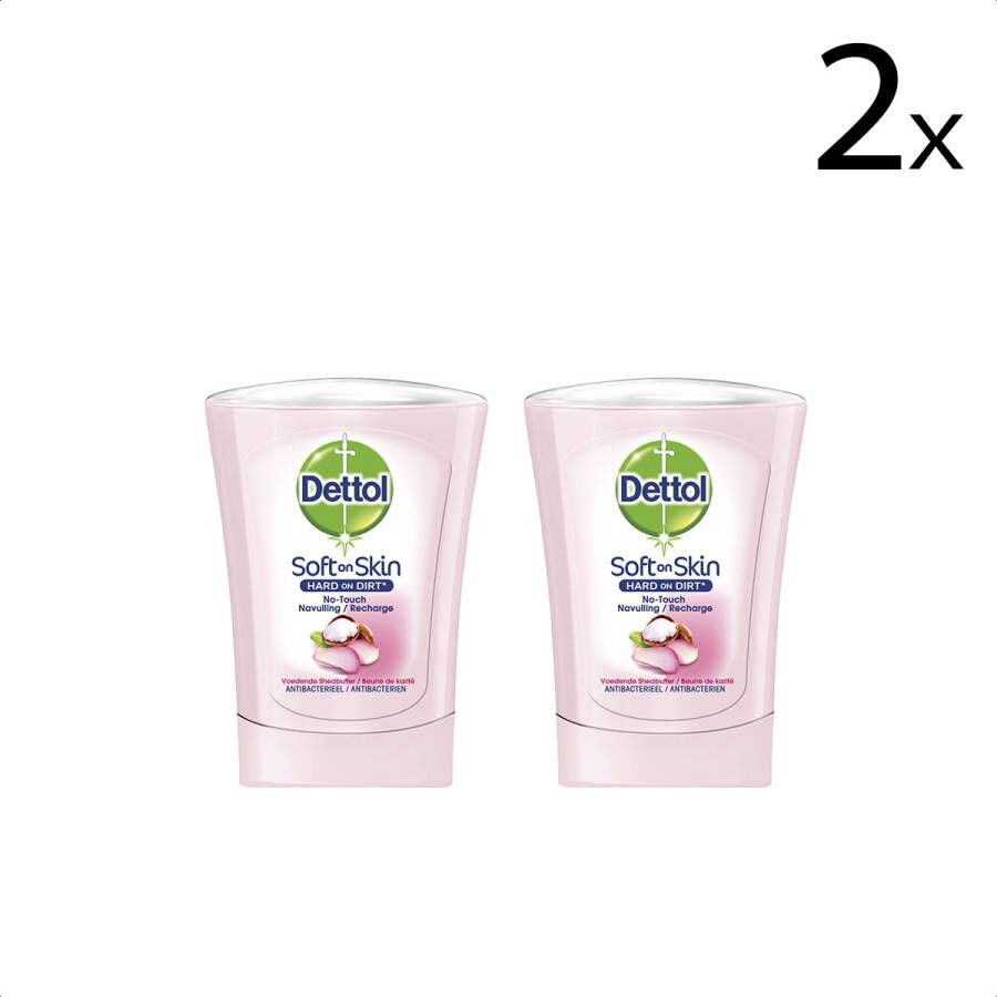 Dettol Voordeelpakket 2 x No-Touch Wasgel Navulling Voedende Sheabutter 250 ml Handzeep