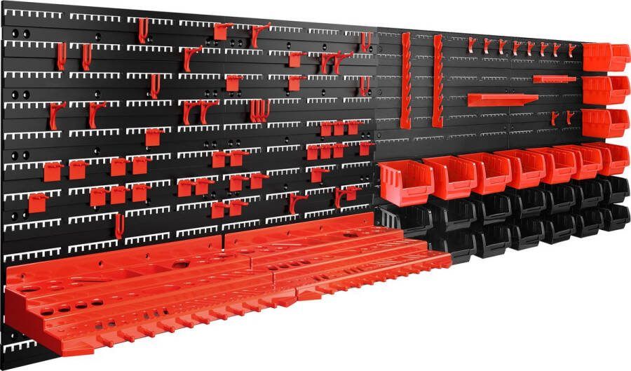 Deuba Wandrek Stapelboxen 97 delig Gereedschaphouder 190x54cm Zwart