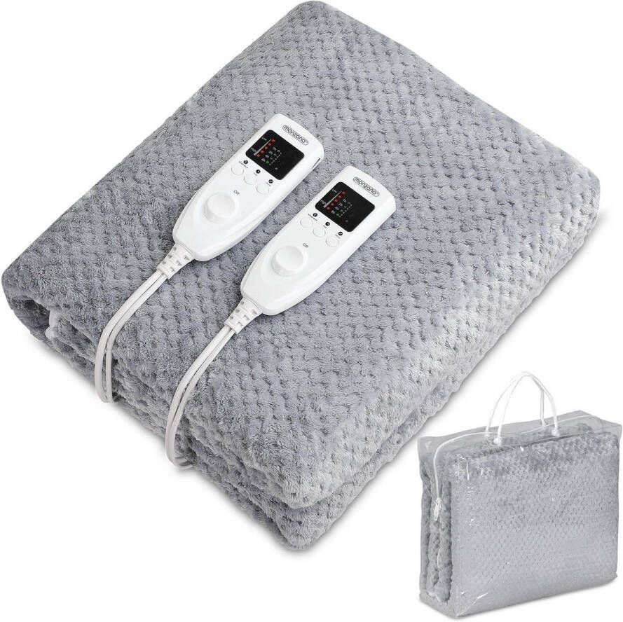 Deuba Monzana Warmtedeken Elektrisch Fleece 160x140cm 2x60W Grijs