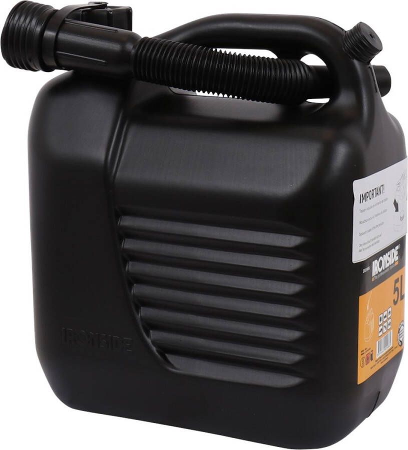 Ironside Jerrycan m.schenktuit zwart 5ltr