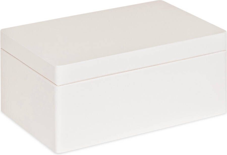 Deurklink24 Haudt Houten kistje met klepdeksel wit 29 5 x 19 5 x 13 cm kist opbergkist