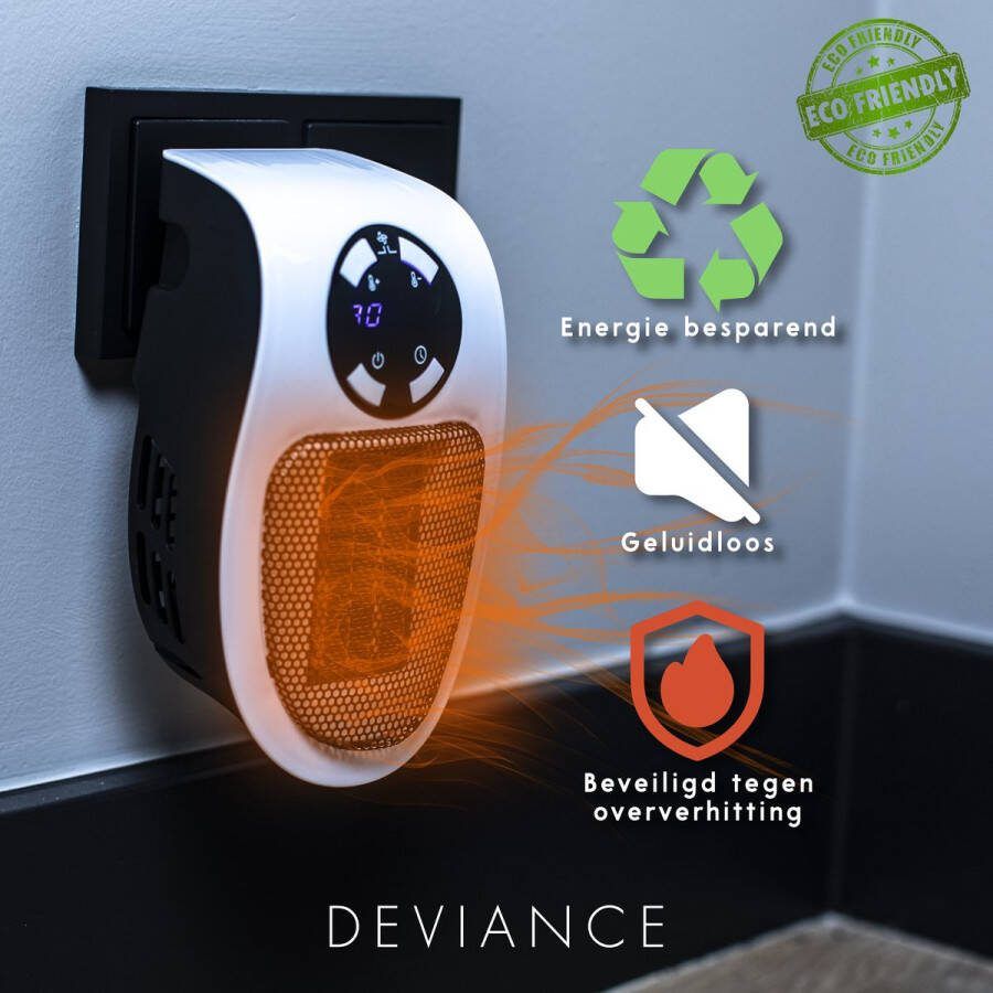 DEVIANCE Stopcontact Verwarming 500W Elektrisch Afstandsbediening en Timer Mini Heater Keramische Kachel