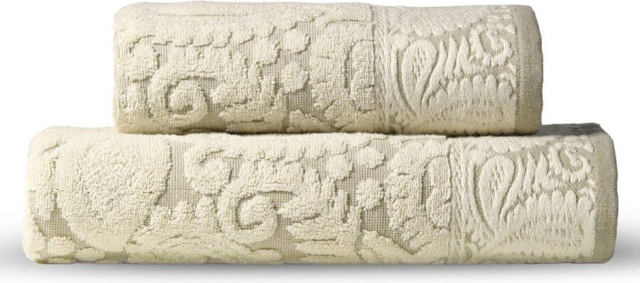 Devilla Bedtime Jewels Jaquard Handdoeken Douchelaken 70 x 140 biologisch katoen 17% linnen zacht en absorberend