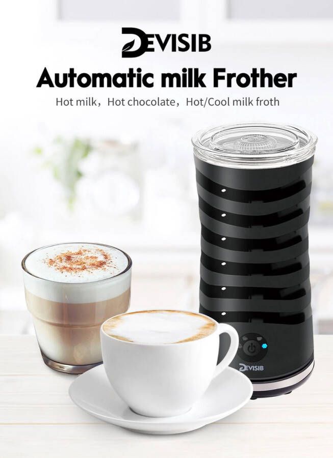 Devisib Melkopschuimer 4 In 1 Elektrische Stoomapparaat Latte Macchiato Cappuccino Melk opwarmer Foamer Heater Non-stick automatische Uitschakeling