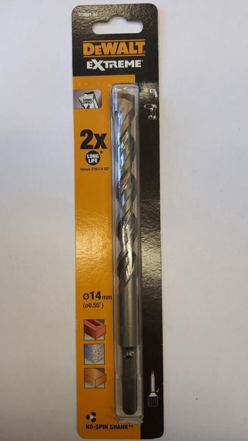 DeWalt Accessoires DEWALT DT6691-XJ BETONBOOR EXTREME MASONRY 14MM 14X130X200MM DRILL BIT