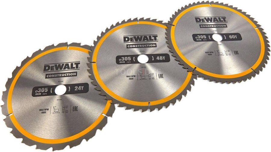 DeWalt Accessoires DT1964-QZ Cirkelzaagblad 305 x 30 mm 3-Pack DT1958-QZ + DT1959-QZ + DT1960QZ