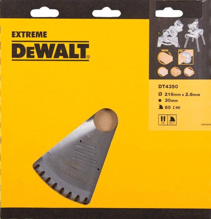DeWalt DT4350 Extreme Cirkelzaagblad 216 x 30 x 60T Hout Laminaat
