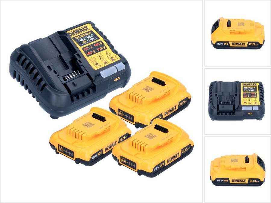 DeWalt DCB 1104 D3 accustartset 12 V 18 V 3x accu 2.0 Ah + DCB 1104 lader