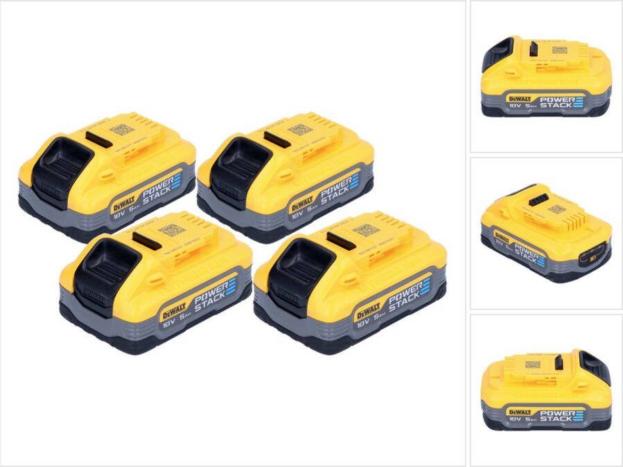 DeWalt DCBP 518 H4 accuset 4x Powerstack accu 18 V 5.0 Ah 5000 mAh XR Li-Ion met laadniveau-indicator