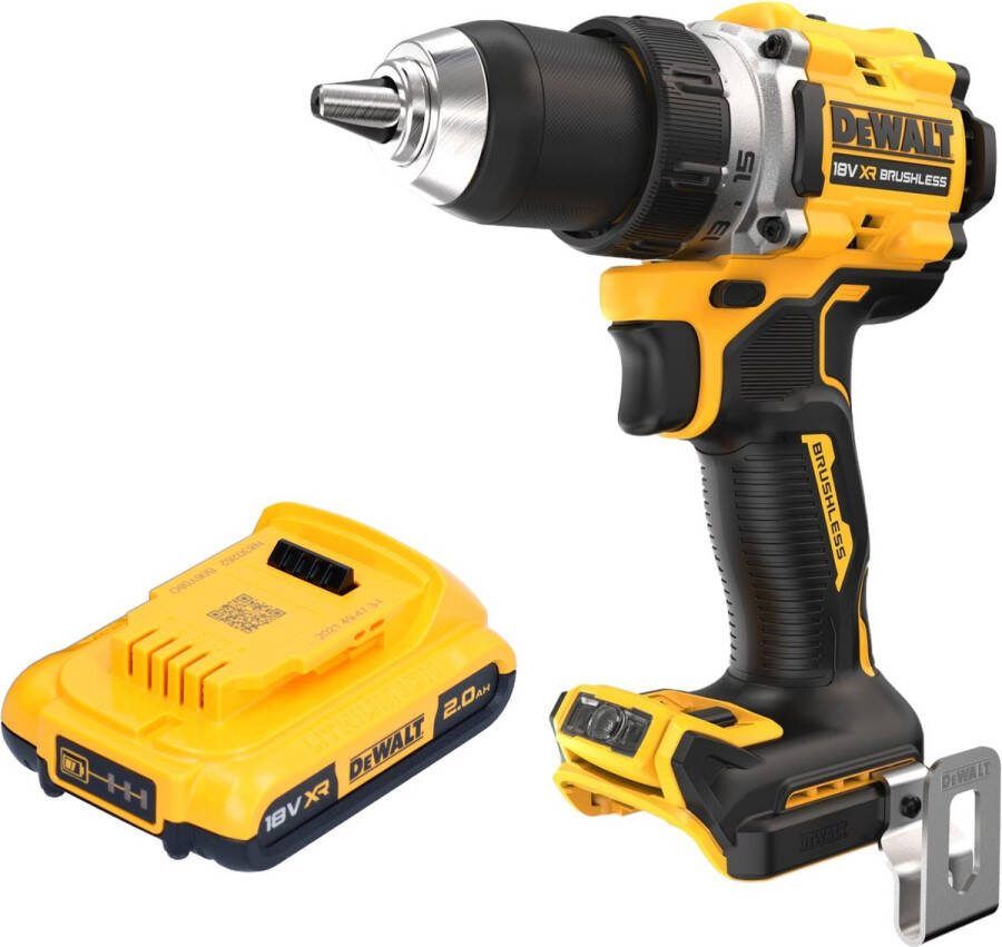 DeWalt DCD 800 N accuboormachine 18 V 90 Nm borstelloos + 1x oplaadbare accu 2.0 Ah zonder oplader