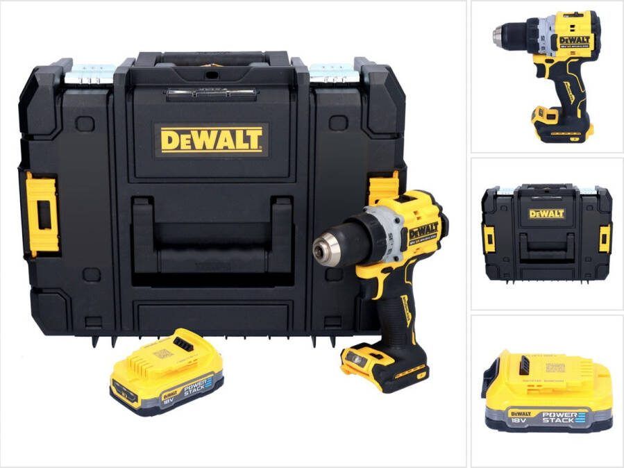 DeWalt DCD 800 NT accuboormachine 18 V 90 Nm borstelloos + 1x accu 1.7 Ah + TSTAK zonder lader