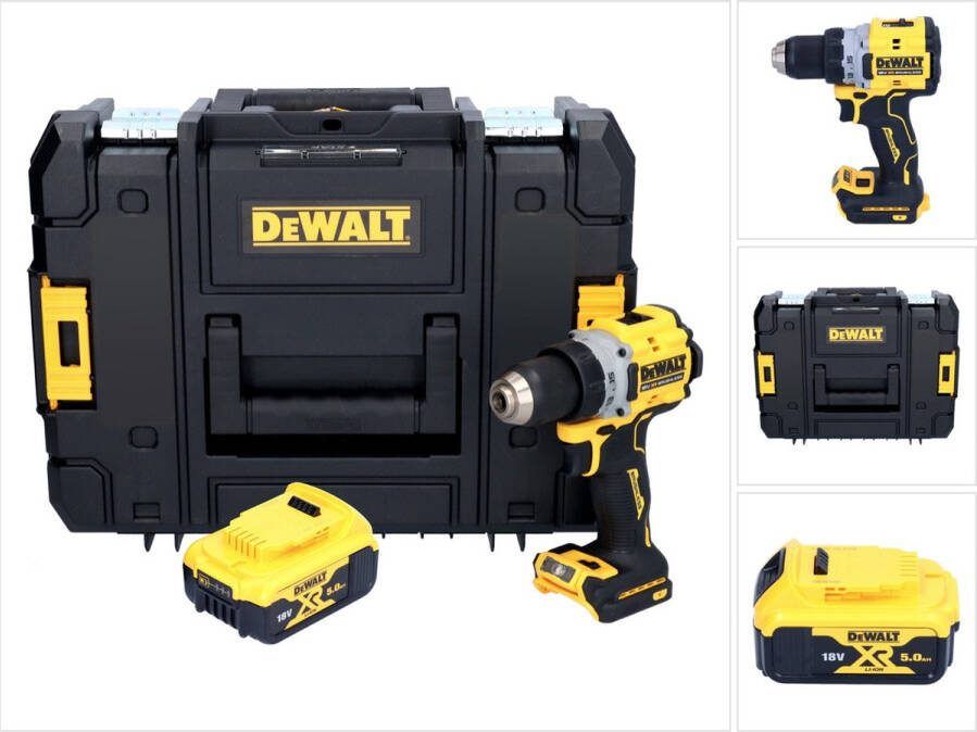DeWalt DCD 800 NT accuboormachine 18 V 90 Nm borstelloos + 1x oplaadbare accu 5.0 Ah + TSTAK zonder oplader
