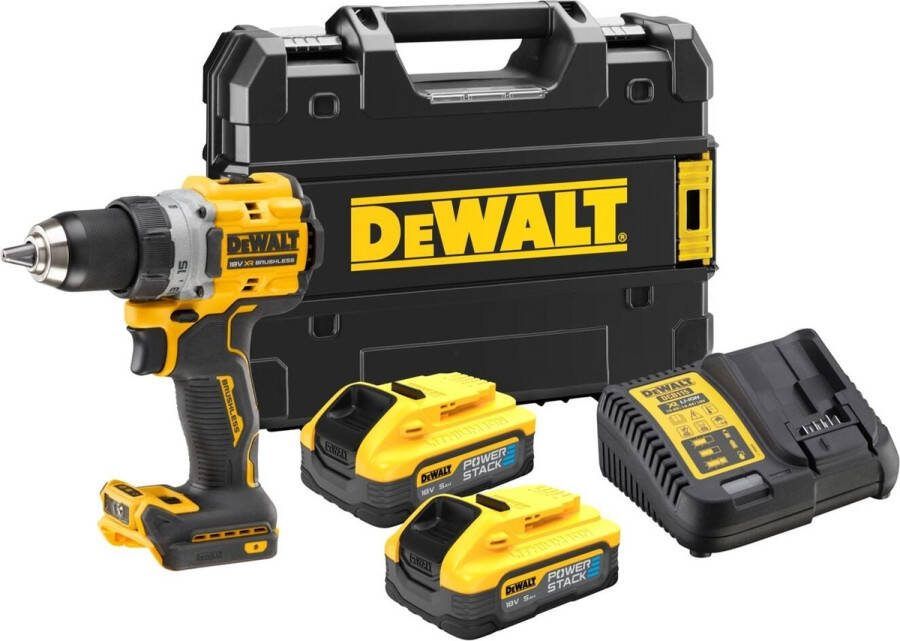 DeWalt DCD800H2T Compacte Accu Schroef- boormachine Brushless 18V 5.0Ah POWERSTACK in TSTAK