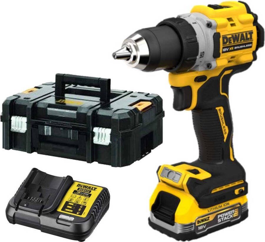 DeWalt DCD805E1T Compacte accu klop- schroefboormachine 18V XR 1.7Ah POWERSTACK in TSTAK