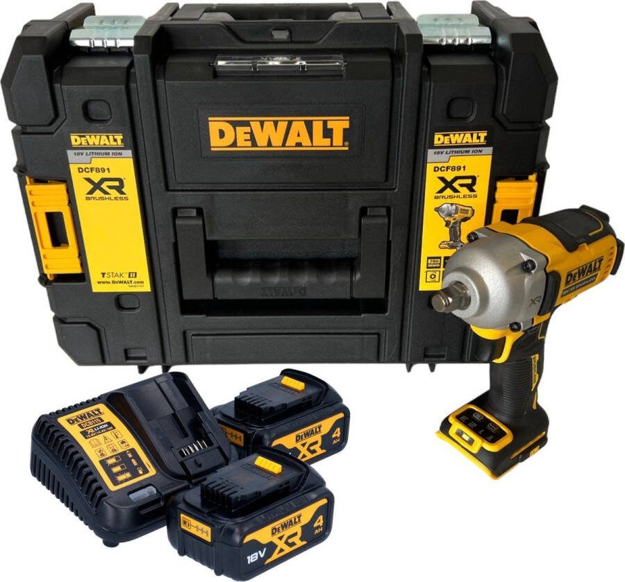DeWalt DCF 891 M2T accu-slagmoersleutel 18 V 1084 Nm 1 2 borstelloos + 2x oplaadbare accu 4.0 Ah + TSTAK + lader