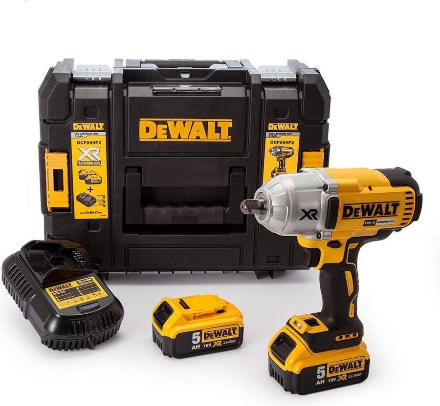 DeWalt DCF899P2 18V Li-Ion Accu slagmoersleutel set (2x 5.0Ah accu) in koffer 950Nm 1 2 koolborstelloos