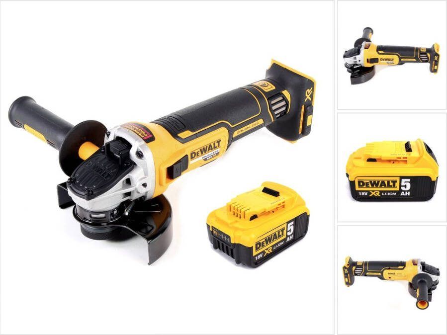 DeWalt DCG 405 N accu haakse slijper 18V 125mm borstelloos + 1x accu 5.0Ah zonder lader