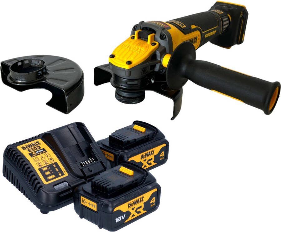 DeWalt DCG 416 VS M2 accu haakse slijper 18 V 125 mm borstelloos + 2x accu 4.0 Ah + lader