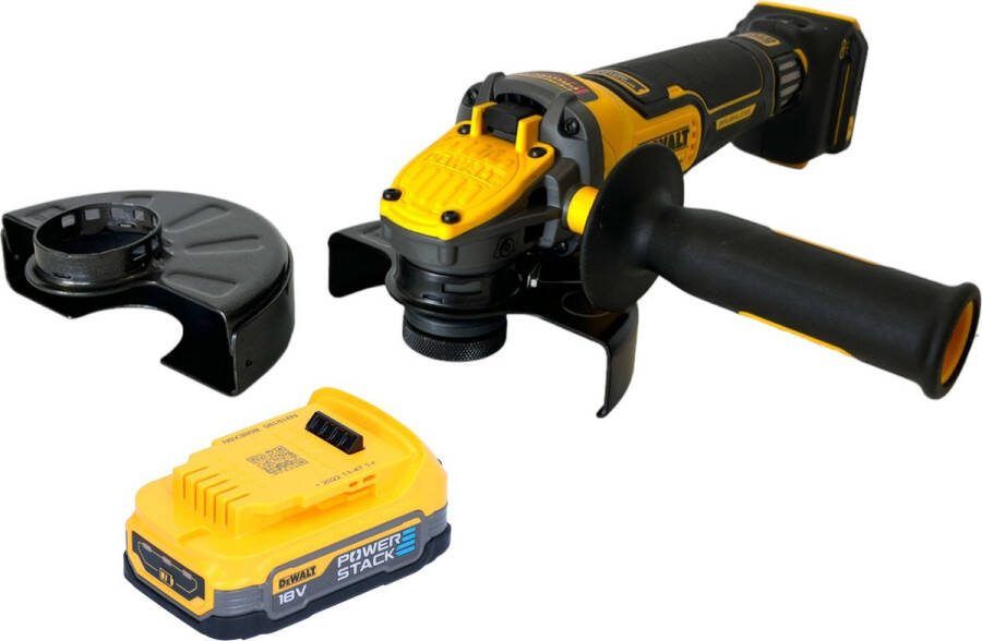 DeWalt DCG 416 VS N accu haakse slijper 18 V 125 mm borstelloos + 1x PowerStack accu 1 7 Ah zonder lader