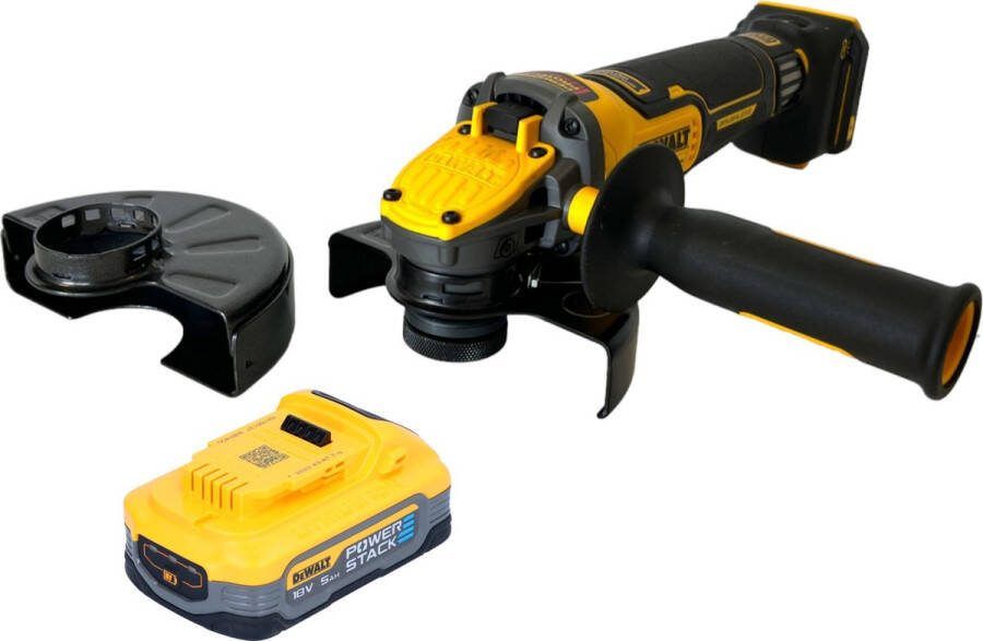 DeWalt DCG 416 VS N accu haakse slijper 18 V 125 mm borstelloos + 1x PowerStack accu 5.0 Ah zonder lader