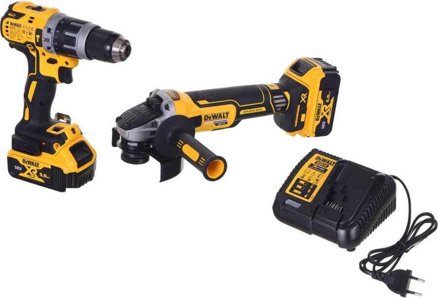DeWalt DCK2080P2T accu set DCD796 accuboormachine + DCG405 accu haakse slijper 18v 5.0Ah Li-ion