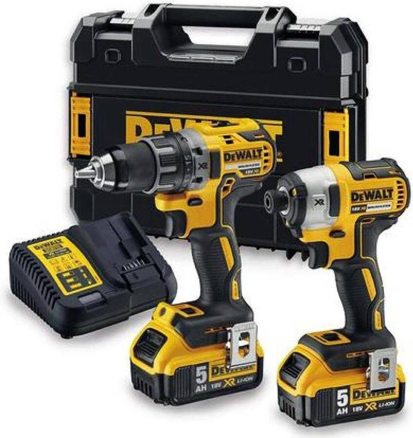DeWalt DCK268P2T 18V Li-Ion accu boor- schroefmachine (DCD791) & slagschroevendraaier (DCF887) combiset (2x 5 0Ah accu) in TSTAK koolborstelloos