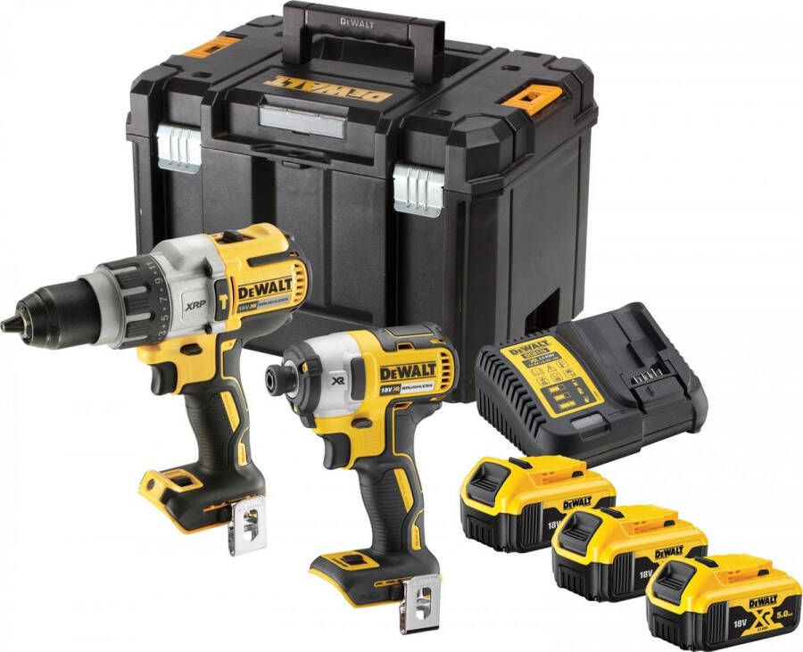 DeWalt DCK276P3T Accu Combiset Klop- Schroefboormachine DCD996 + Slagschroevendraaier DCF887 18V 3x5.0Ah XR in TSTAK