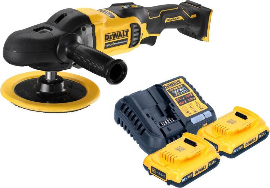 DeWalt DCM 849 D2 accu-excentrische polijstmachine 18 V 180 mm borstelloos + 2x accu 2 0 Ah + lader