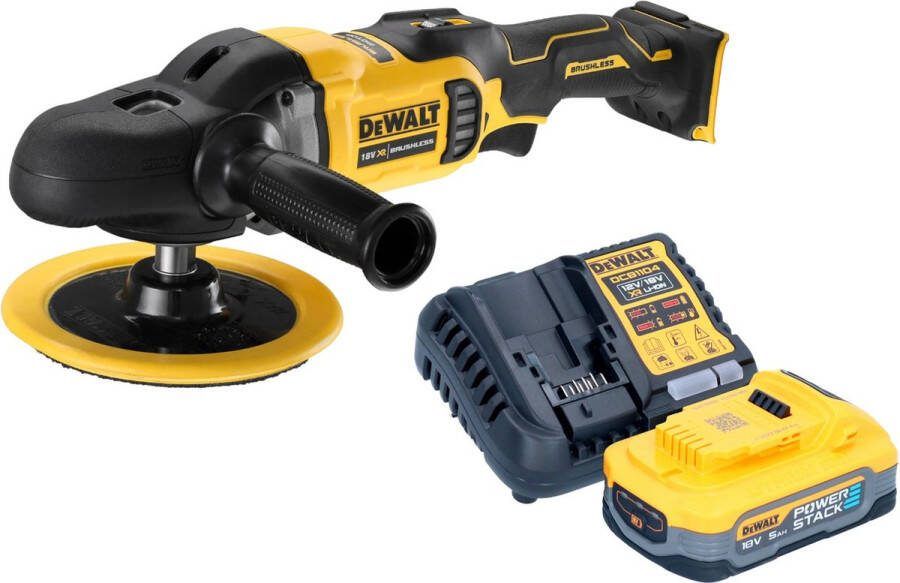 DeWalt DCM 849 H1 accu-excentrische polijstmachine 18 V 180 mm borstelloos + 1x Powerstack-accu 5 0 Ah + lader