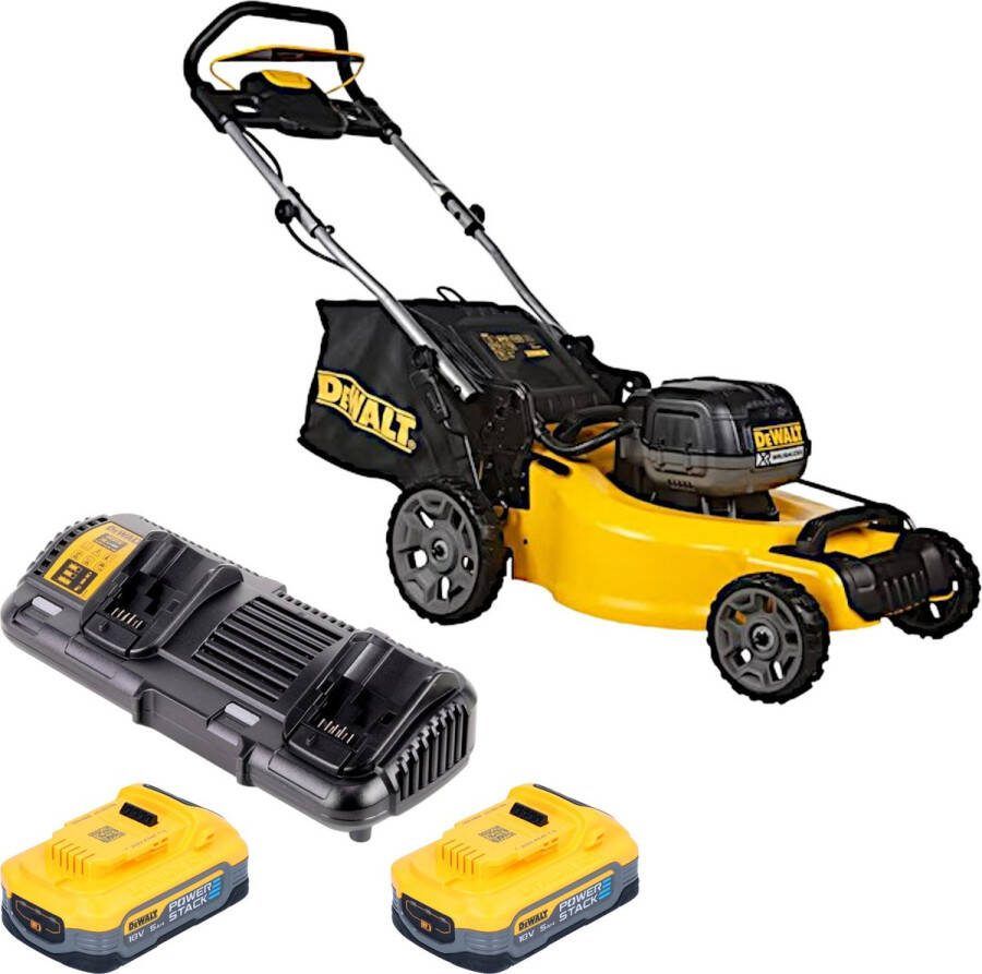 DeWalt DCMW 564 H2 accu grasmaaier 36 V ( 2x 18 V ) 48 cm borstelloos + 2x Powerstack accu 5.0 Ah + lader