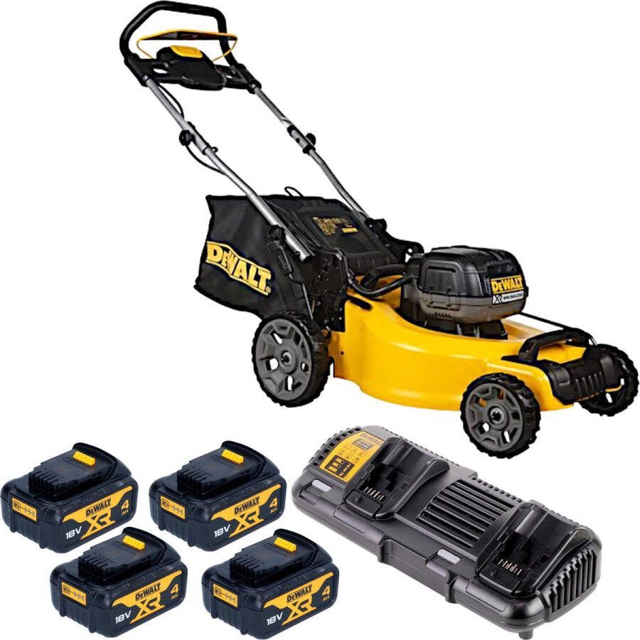 DeWalt DCMW 564 M4 accugrasmaaier 36 V ( 2x 18 V ) 48 cm borstelloos + 4x accu 4.0 Ah + lader